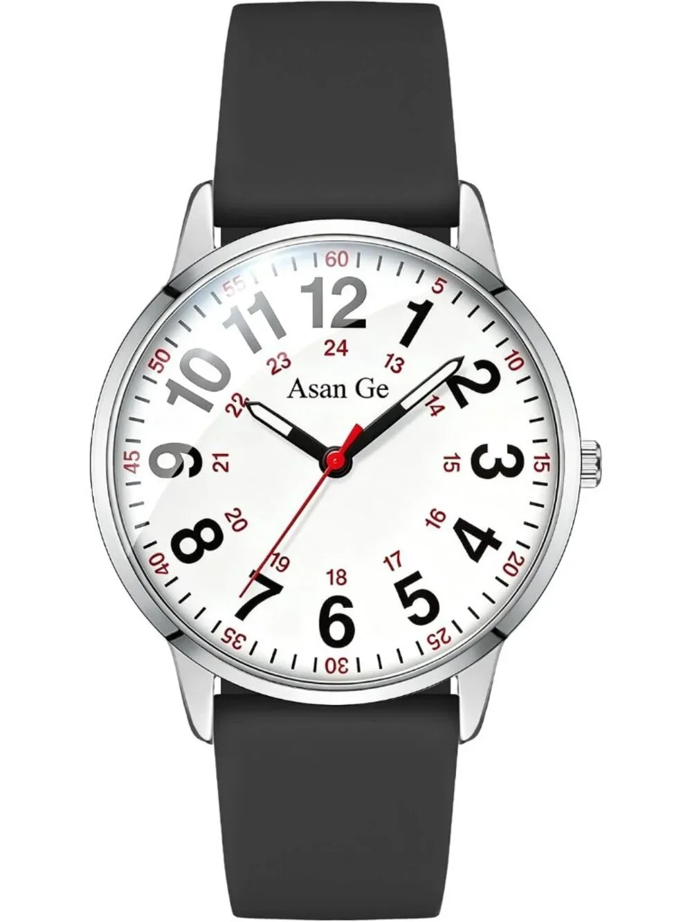 Women's Black White Silicone Strap Minimalist Waterproof Analog Fashion Watch